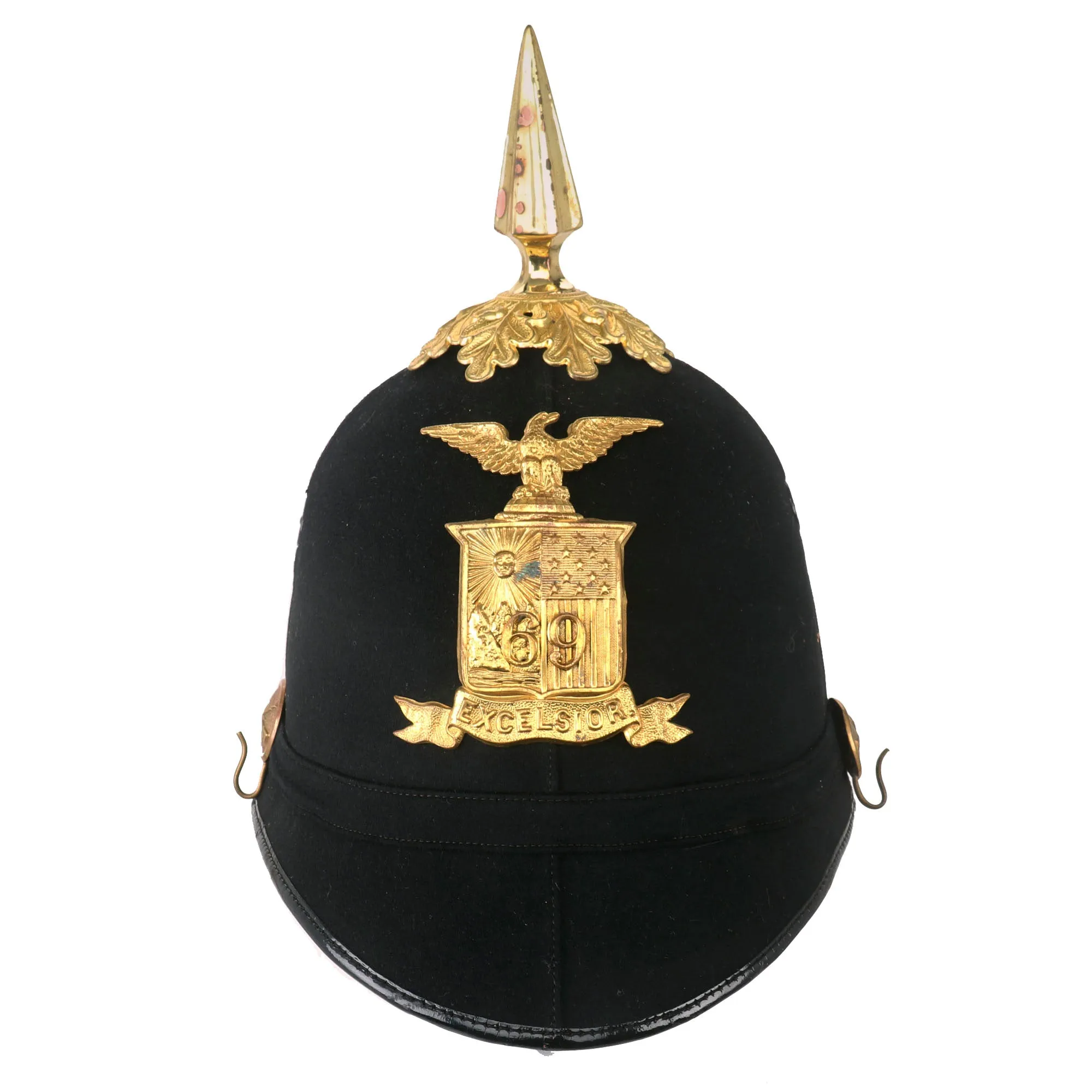 Original U.S. Model 1881 69th Infantry Regiment (New York) Enlisted Dress Spiked Pith Helmet by Ridabock & Co. - Fighting Sixty-Ninth