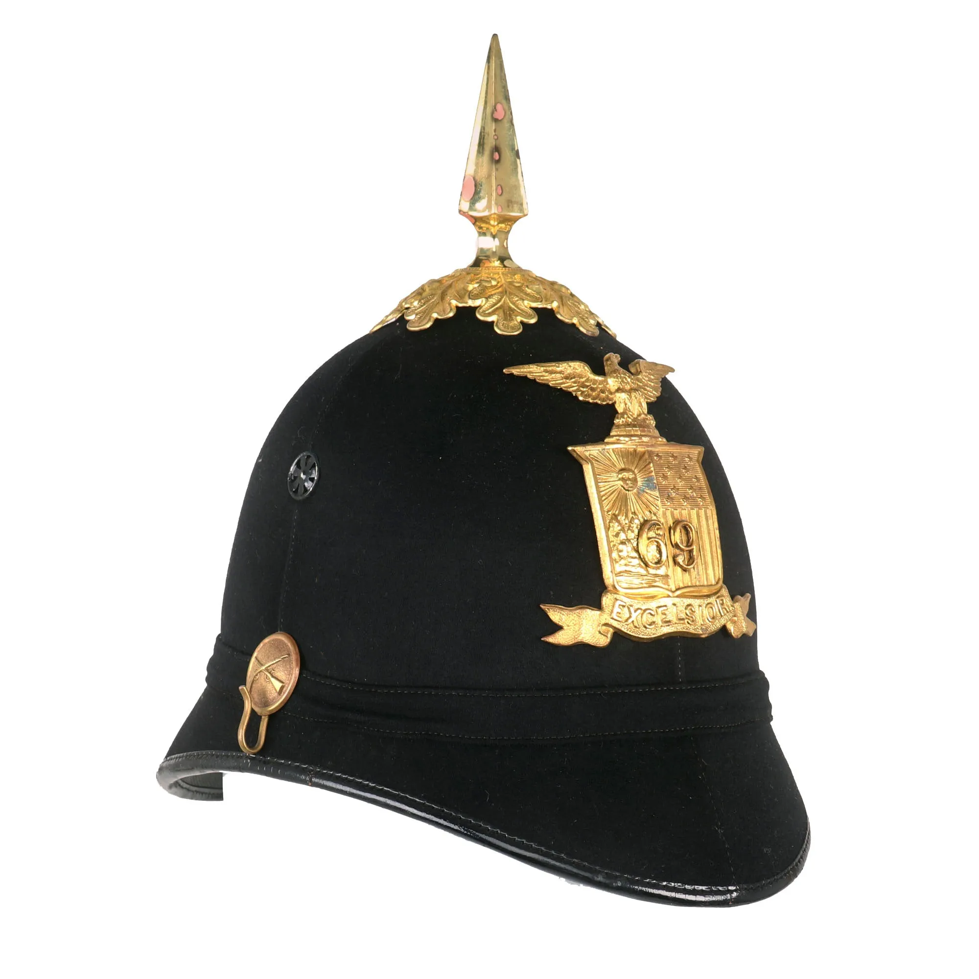 Original U.S. Model 1881 69th Infantry Regiment (New York) Enlisted Dress Spiked Pith Helmet by Ridabock & Co. - Fighting Sixty-Ninth