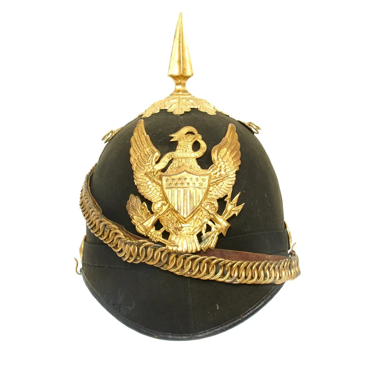 Original U.S. Model 1881 Infantry Officer's Dress Pith Helmet with Brass Ring Chin Strap