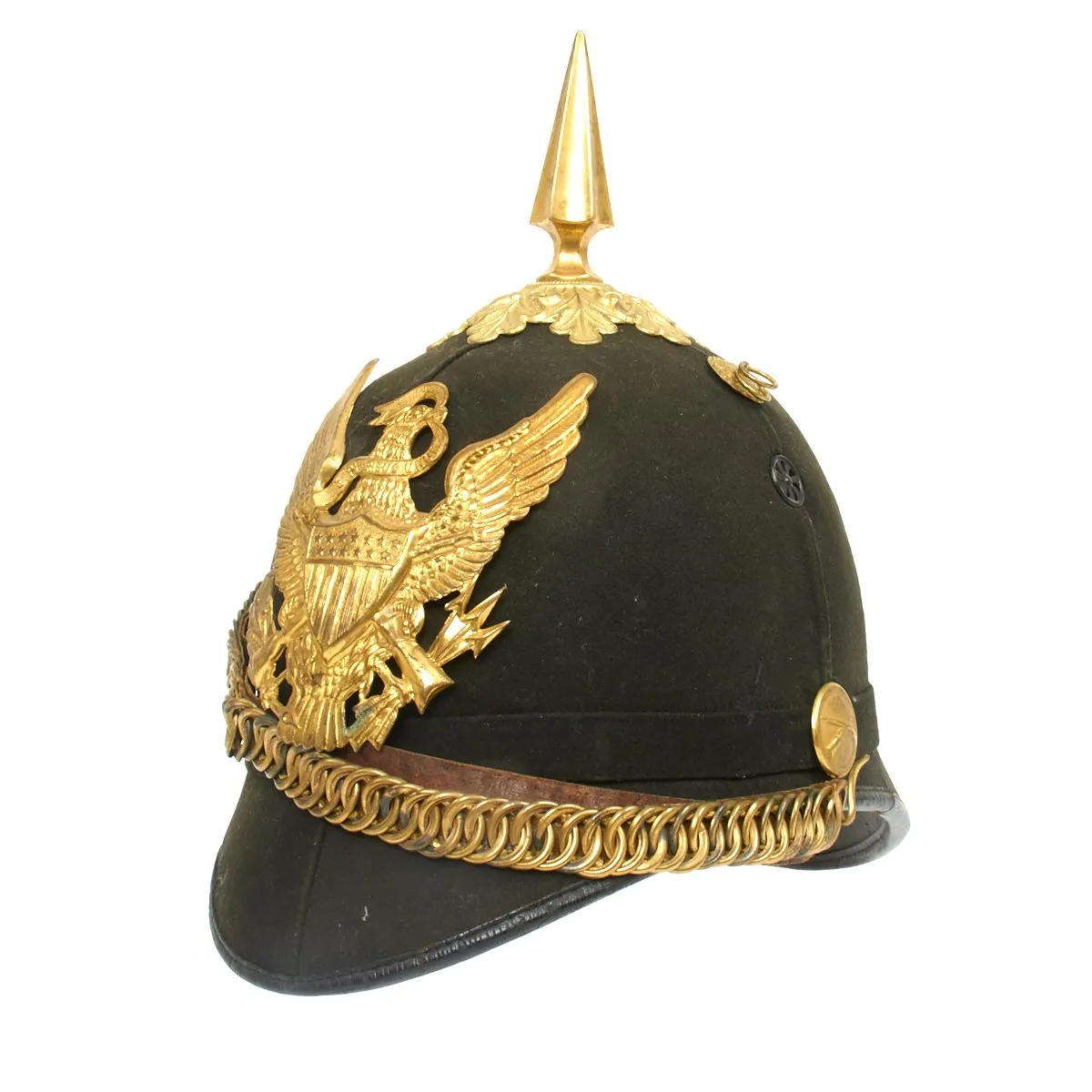 Original U.S. Model 1881 Infantry Officer's Dress Pith Helmet with Brass Ring Chin Strap