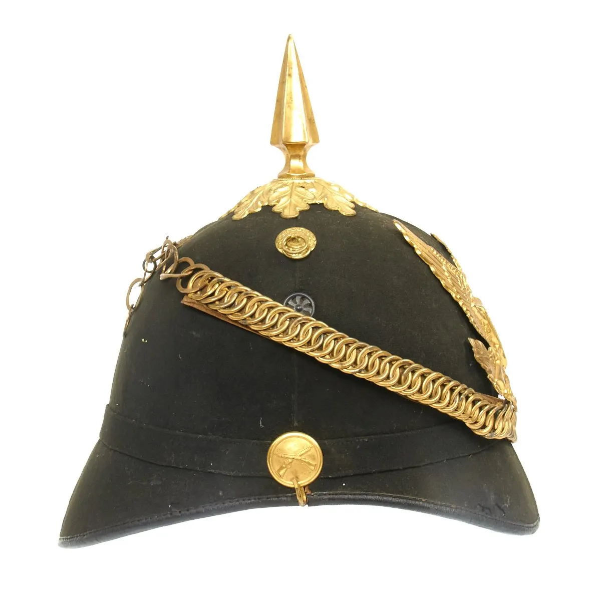 Original U.S. Model 1881 Infantry Officer's Dress Pith Helmet with Brass Ring Chin Strap