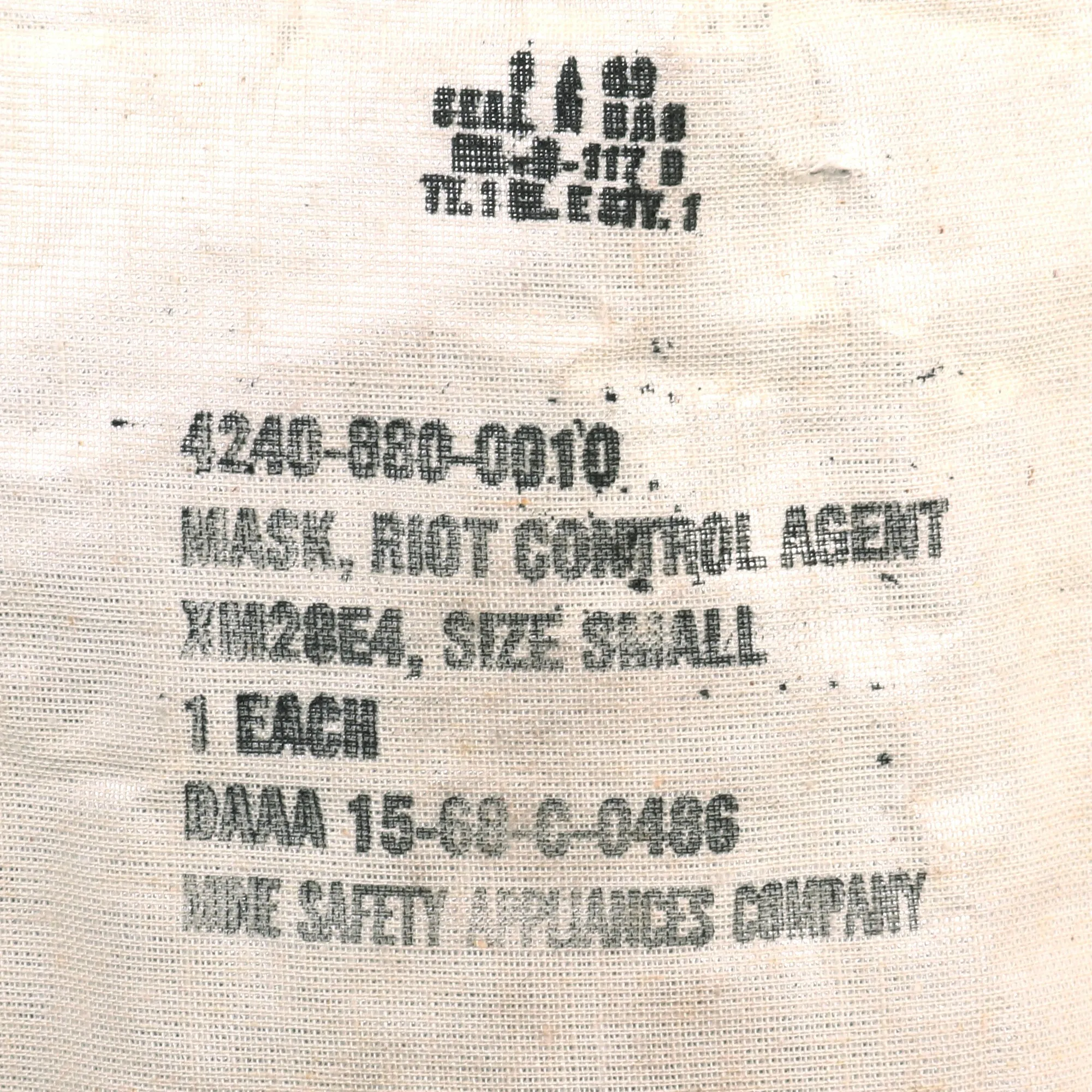 Original U.S. Vietnam War Experimental XM28E4 Grasshopper Riot Control Agent Gas Mask Unissued in Original Packaging - Dated 1969