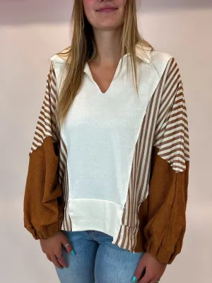 Oversized Color Block V-Neck