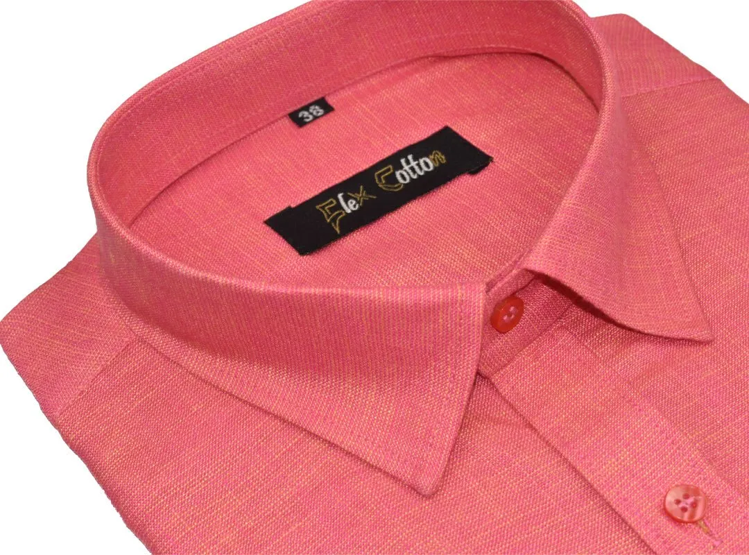 Pink Color Dual Tone Matty Cotton Shirt For Men's