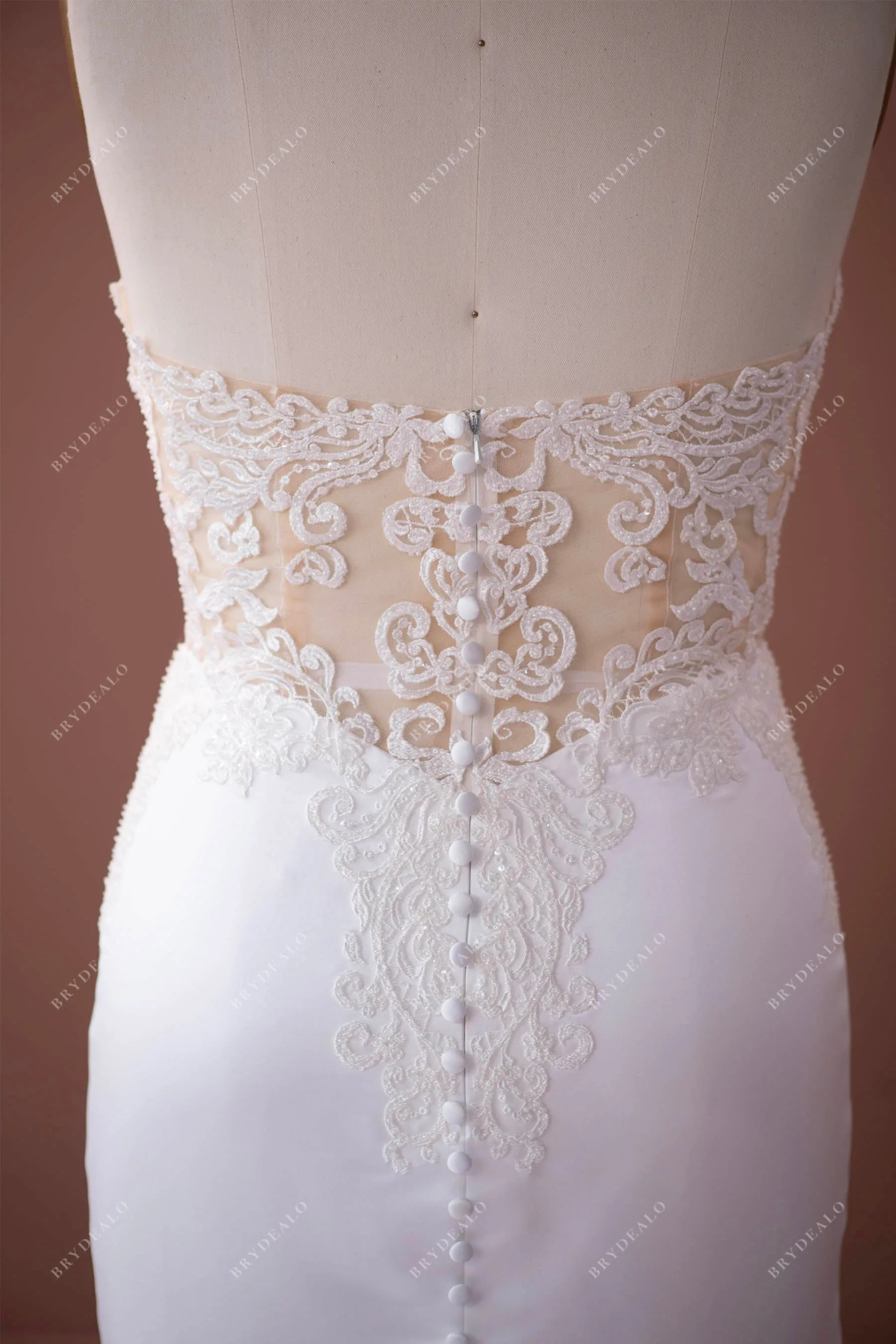 Plus Size Lace Plunging Chapel Train Mermaid Wedding Dress