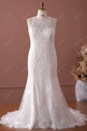 Plus Size Sleeveless Mermaid Illusion Back Destination Wedding Dress