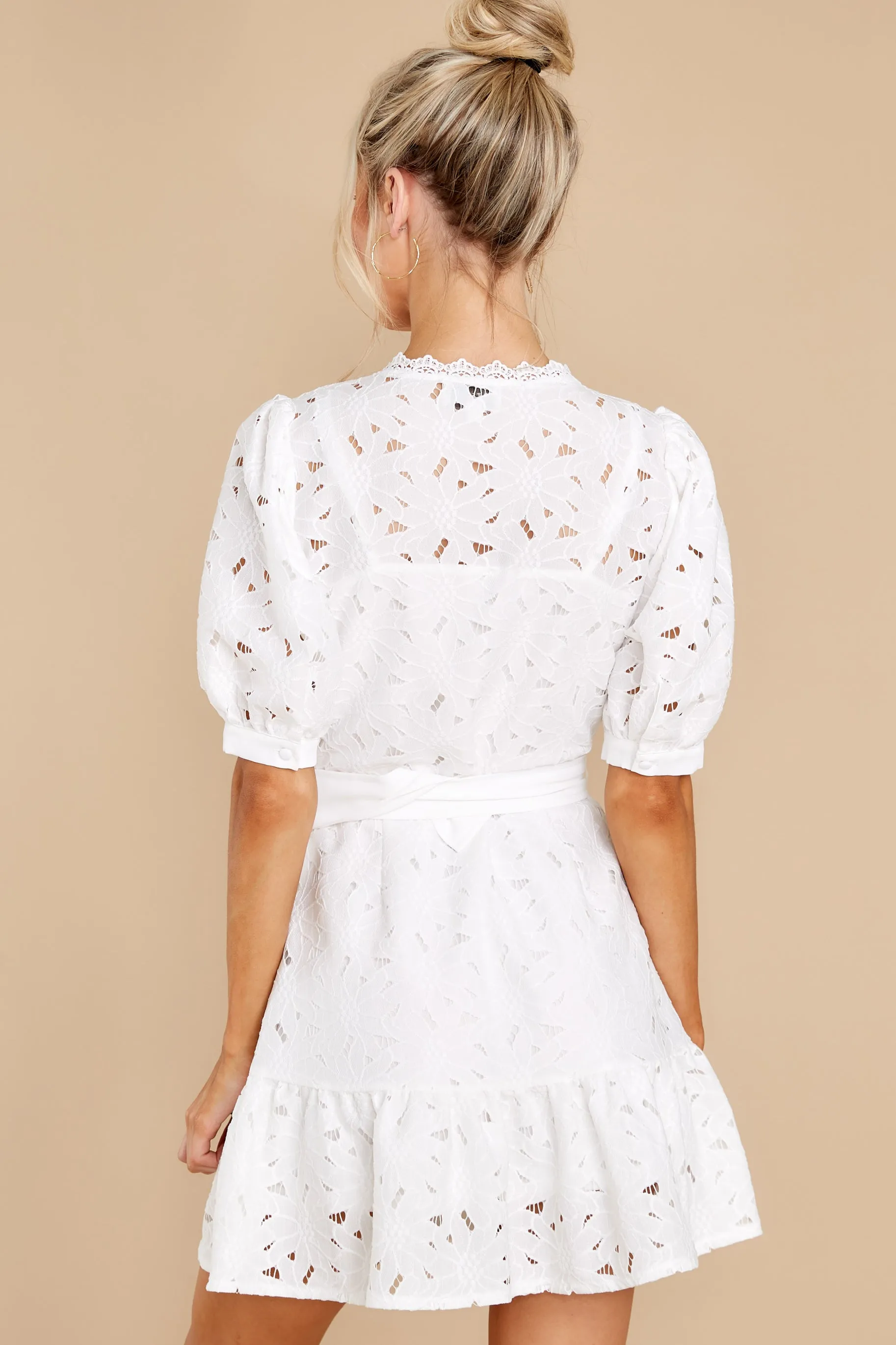 Pretty Perfect White Floral Eyelet Dress