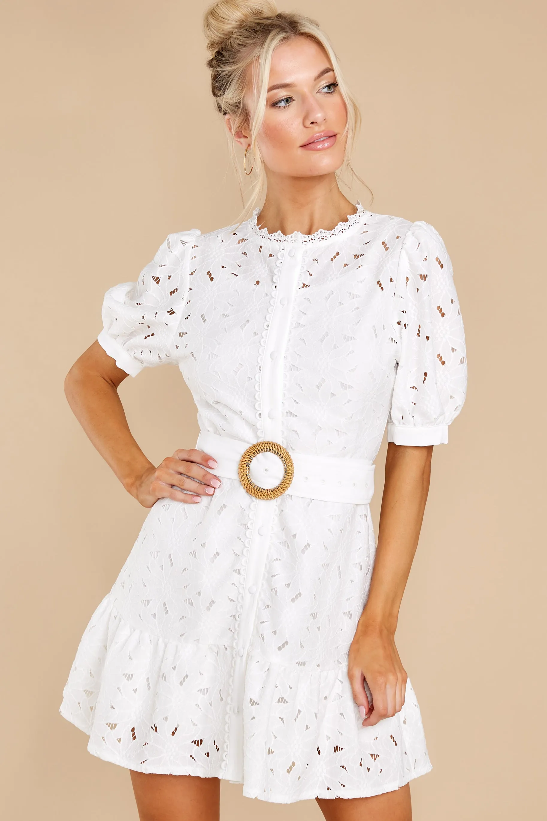 Pretty Perfect White Floral Eyelet Dress