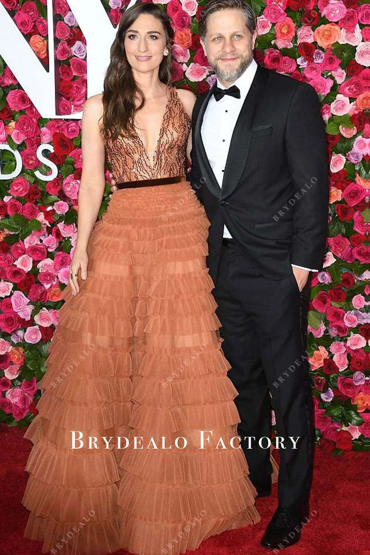 Sara Bareilles Plunging Neck Tiered Ball Gown 2018 Tony Awards