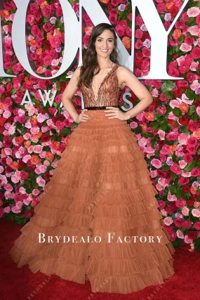 Sara Bareilles Plunging Neck Tiered Ball Gown 2018 Tony Awards