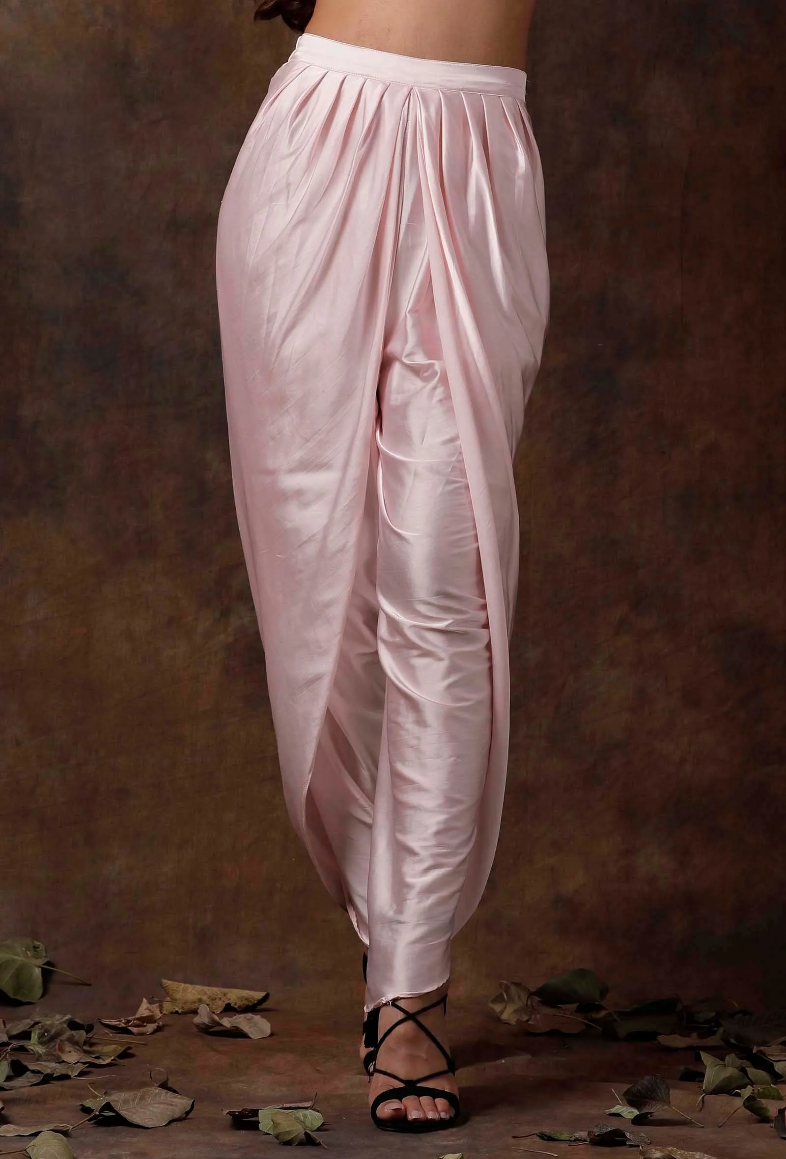 Set of 2 : Baby Pink Satin Slip Blouse and Dhoti