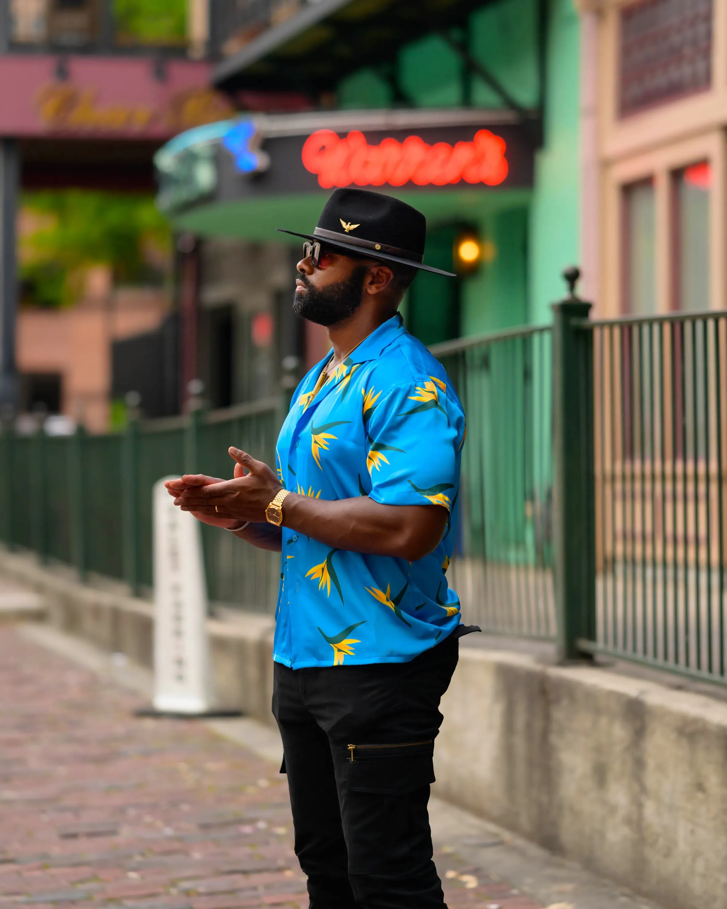 SG Camp Collar Shirt - Sky Blue Strelitzia