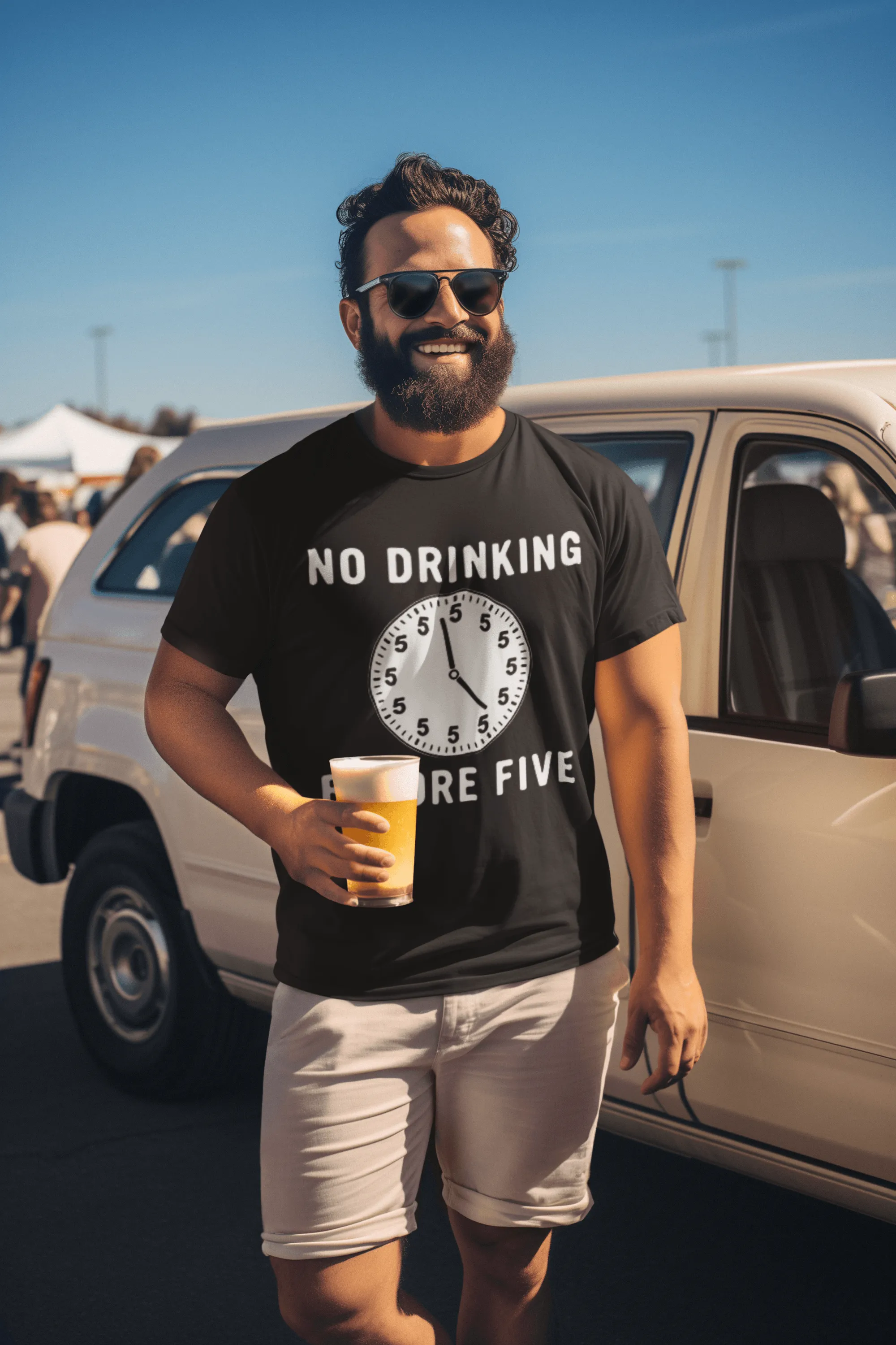 Short Sleeve T-Shirt No Drinking Before 5 Cotton Unisex Crew Neck Top