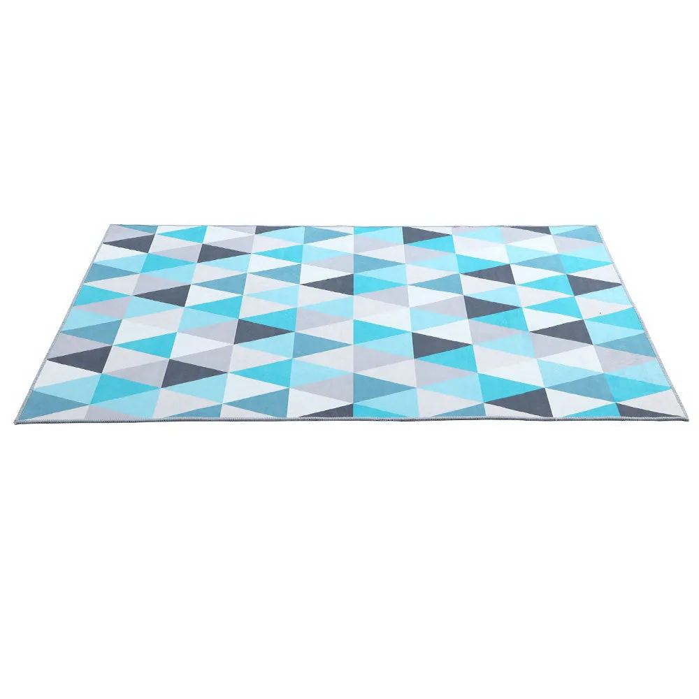 Soft Short Pile Floor Rug 200x290cm Rectangular Flooring Mat Carpet Blue Tone