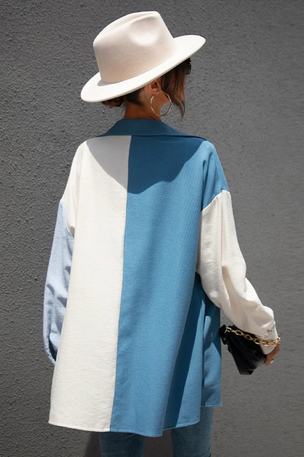 Solid Color Patchwork Shirt