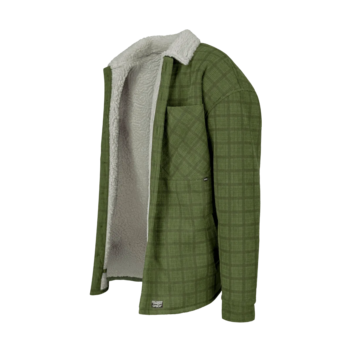 Spika Mens Go Brite Check Sherpa Jacket - Green