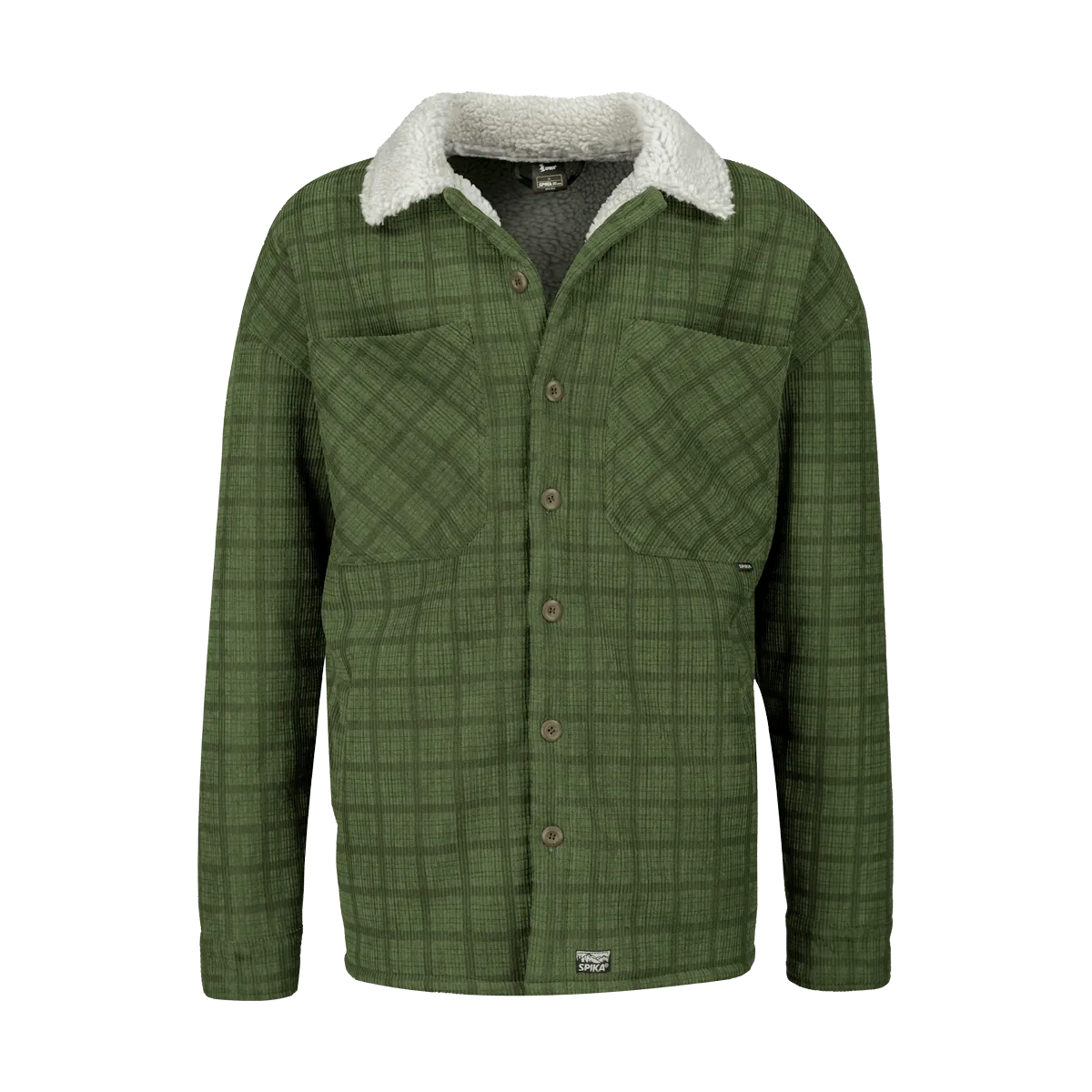 Spika Mens Go Brite Check Sherpa Jacket - Green