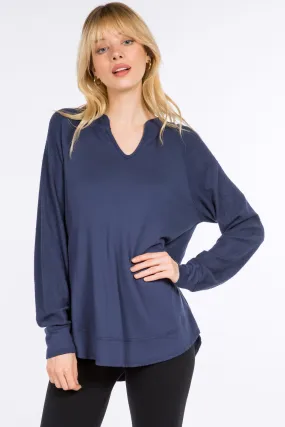 Split V-Neck Shirt with Side Slits