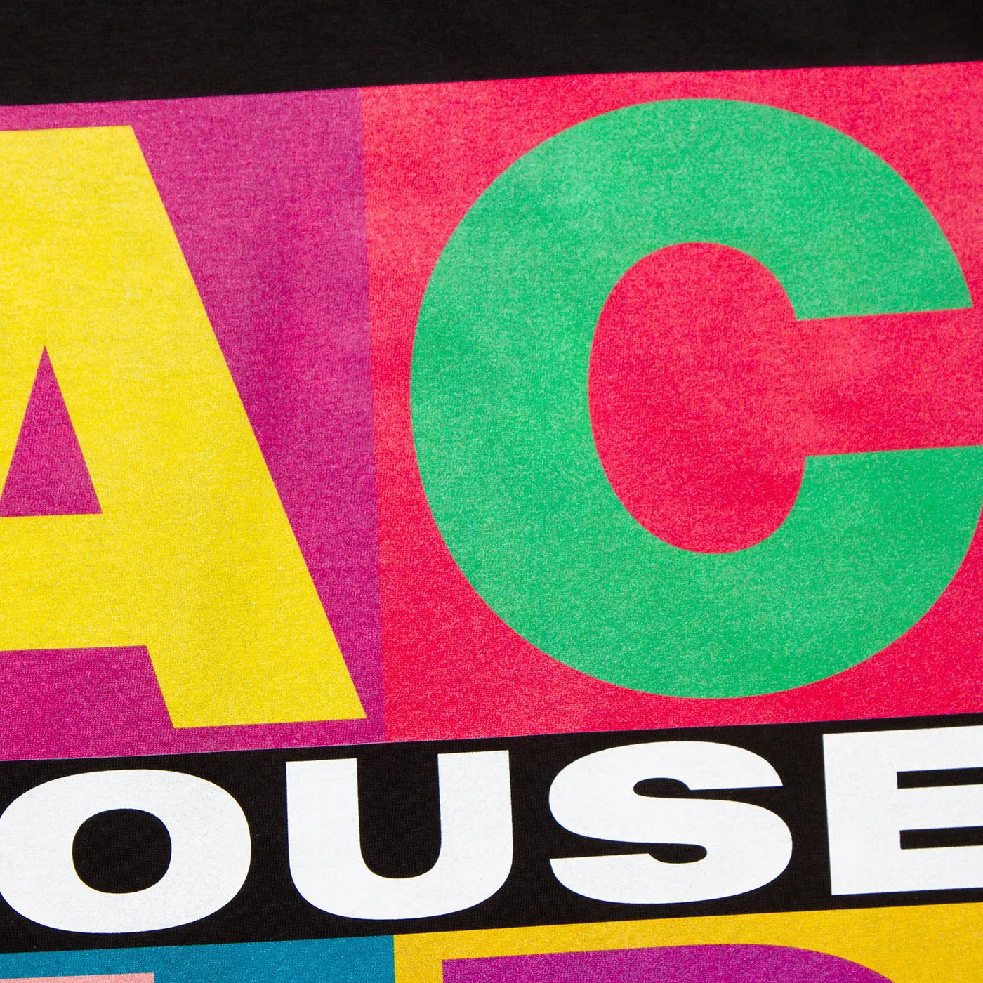 Squares Acid House Front Print - Tshirt - Black