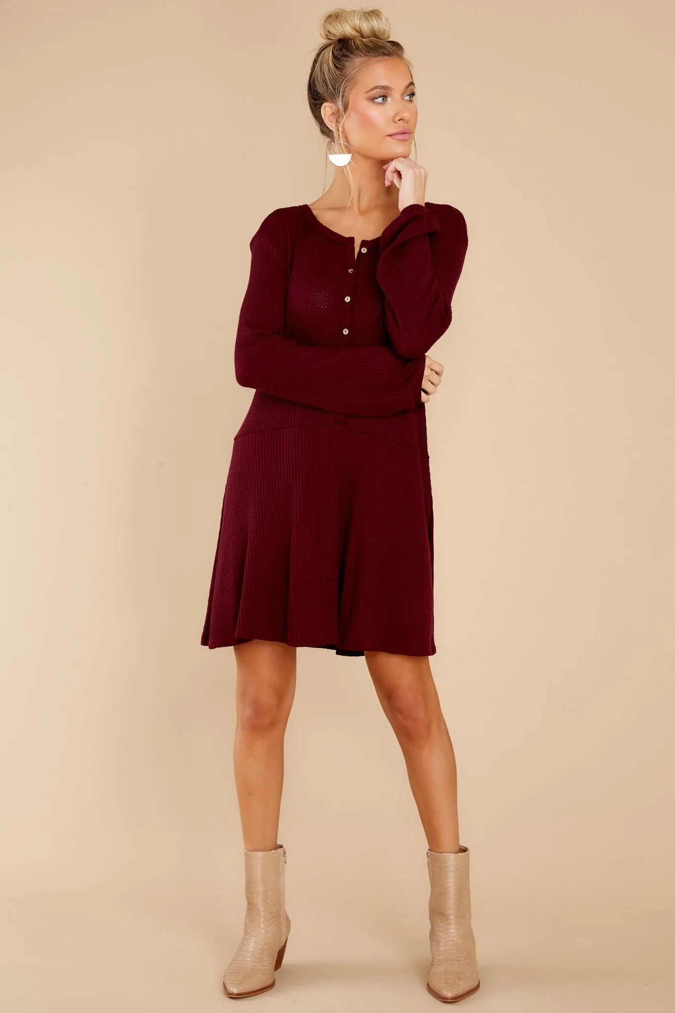 Steal My Time Merlot Dress