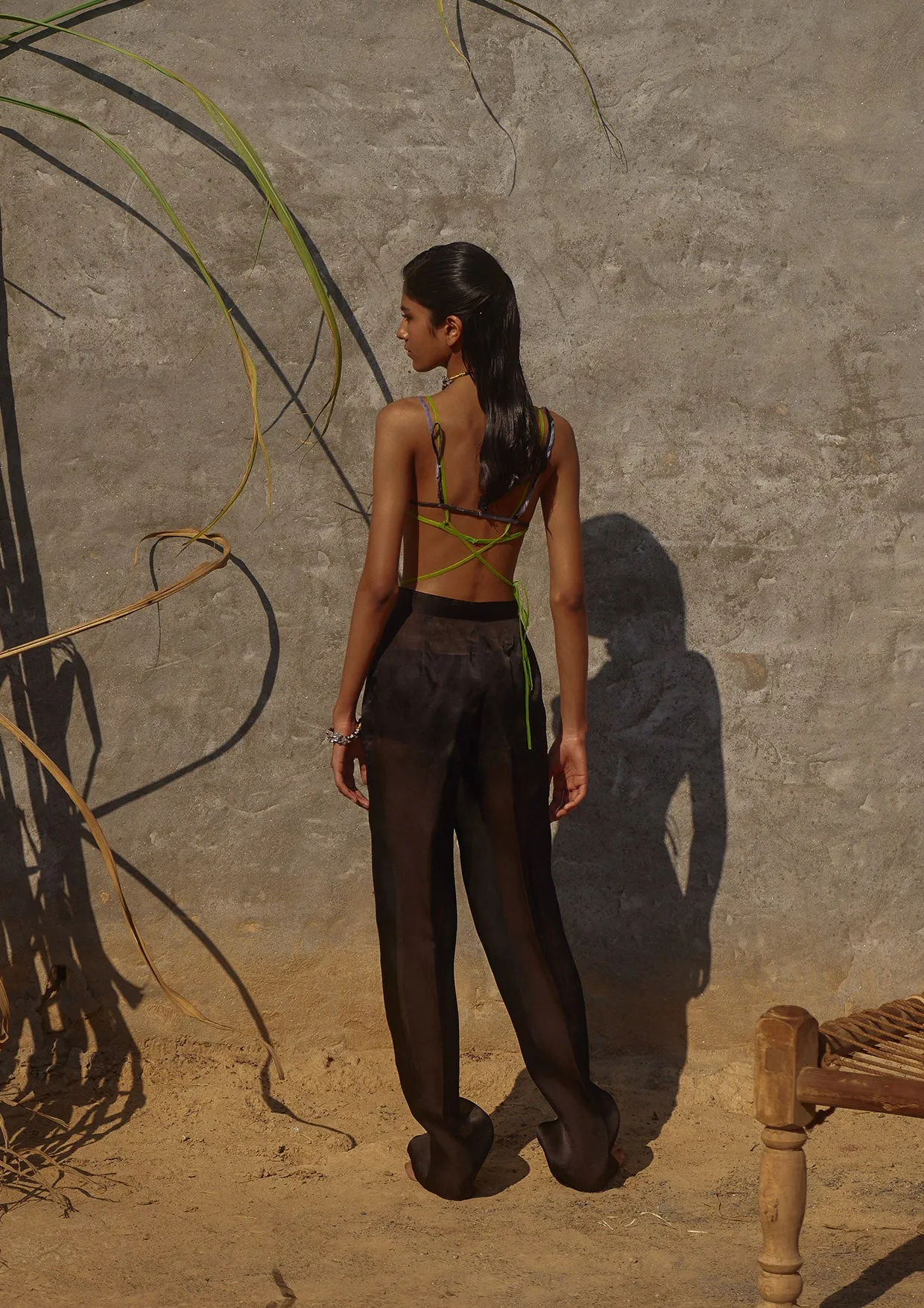 Straight-Leg Sheer Silk Organza Trousers