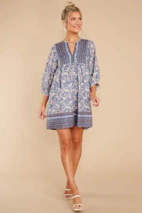 Summer In The Hamptons Ash Blue Print Dress