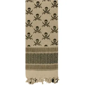 Tan   Black - Skulls Pattern Shemagh Tactical Desert Scarf