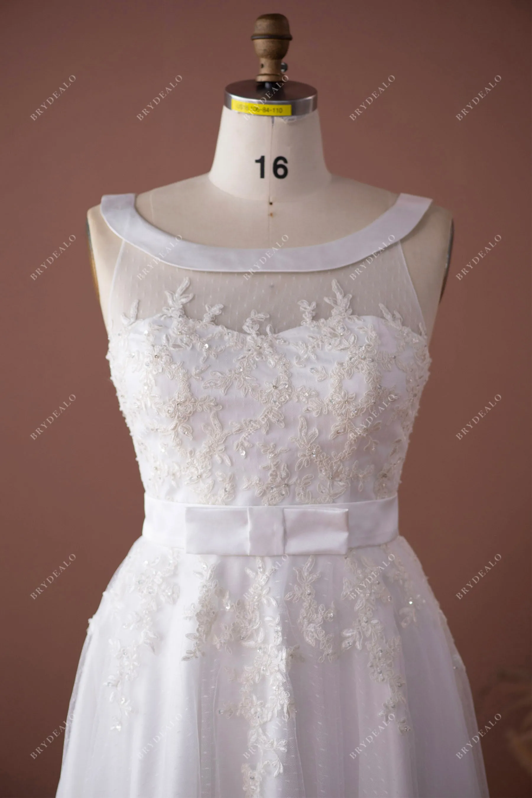 Tea Length Cute Sequin Lace City A-line Wedding Dress