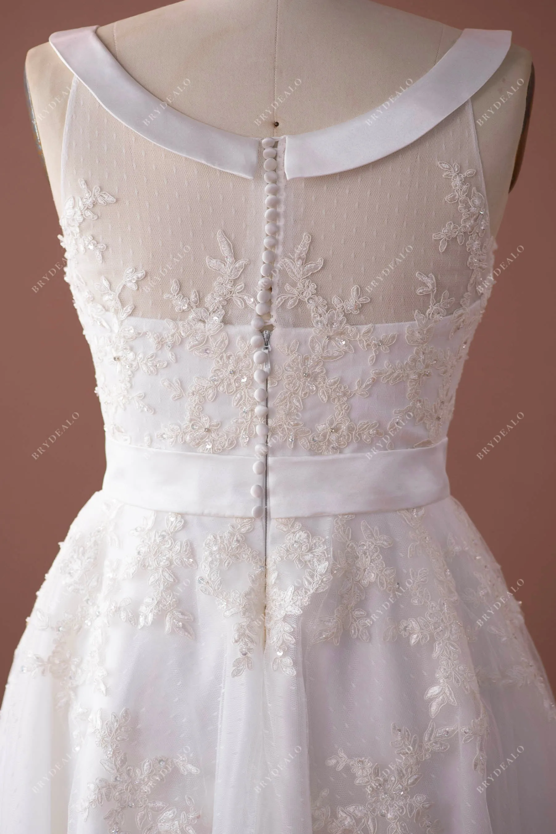 Tea Length Cute Sequin Lace City A-line Wedding Dress