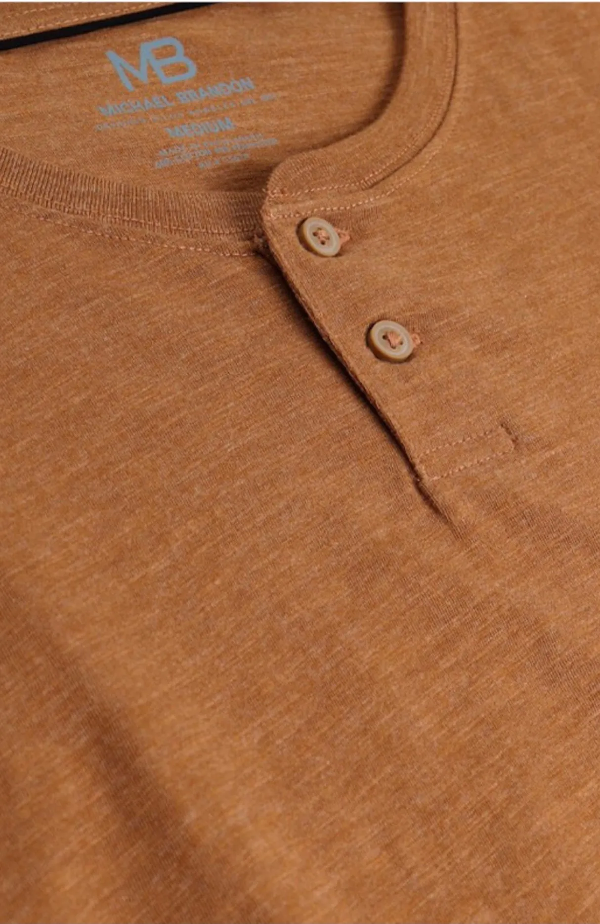 The Essential Copper Long Sleeve Henley Shirt