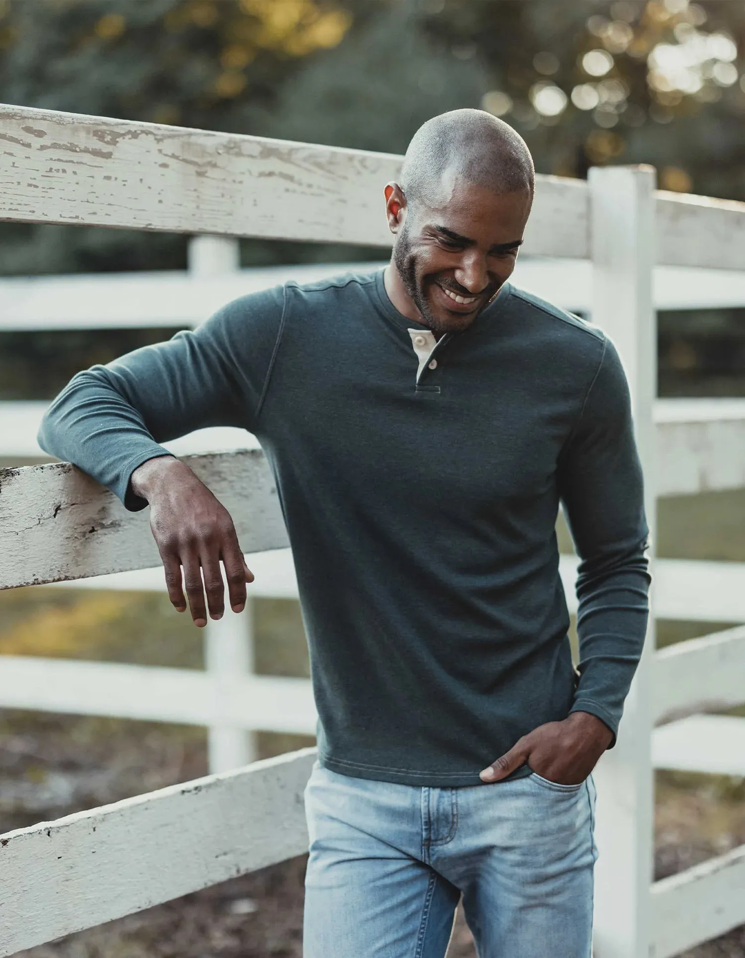 The Normal Brand | Puremeso | Two Button Henley | Men's | Green Gables