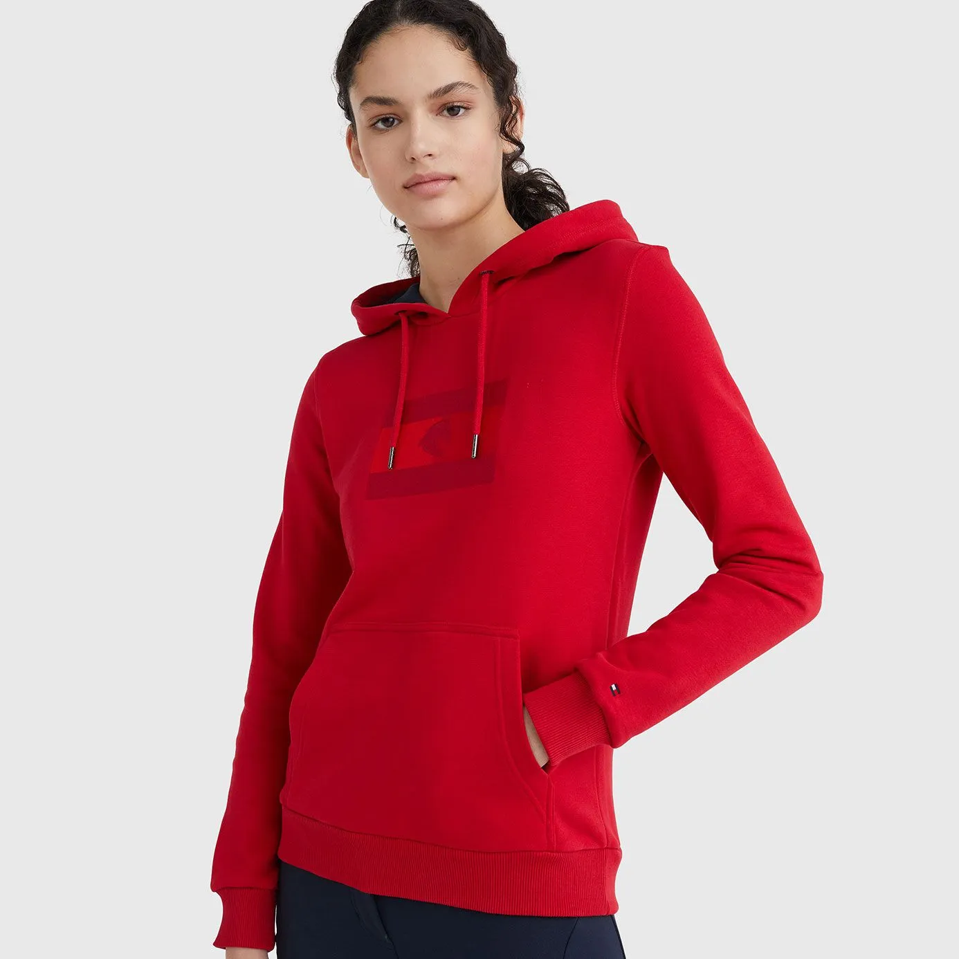 Tommy Hilfiger Embroidered Logo Hoody - Primary Red