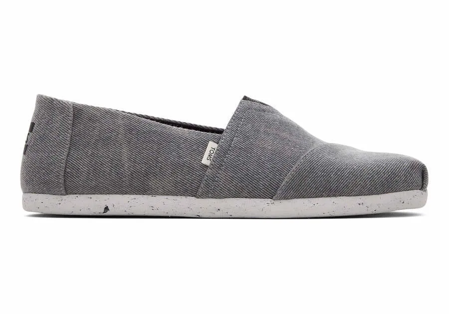 Toms Mens Alpargata Black Distressed Twill