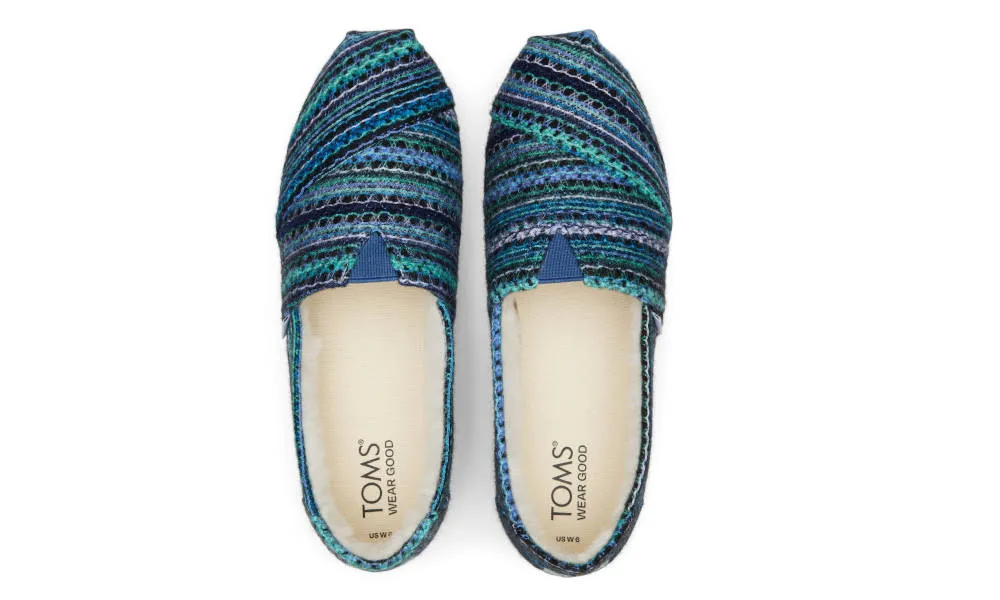 Toms Womens Alpargata Navy Multi Embroidered Chenille Faux Fur