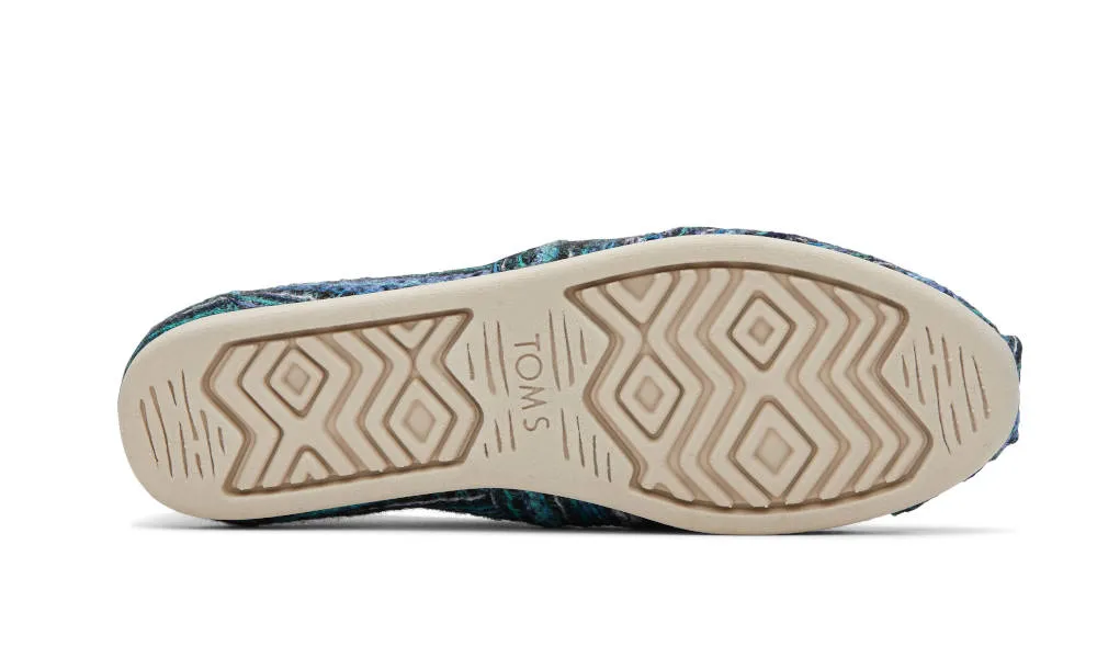 Toms Womens Alpargata Navy Multi Embroidered Chenille Faux Fur