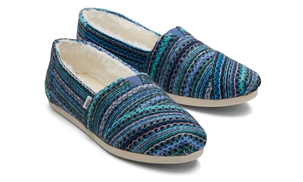 Toms Womens Alpargata Navy Multi Embroidered Chenille Faux Fur