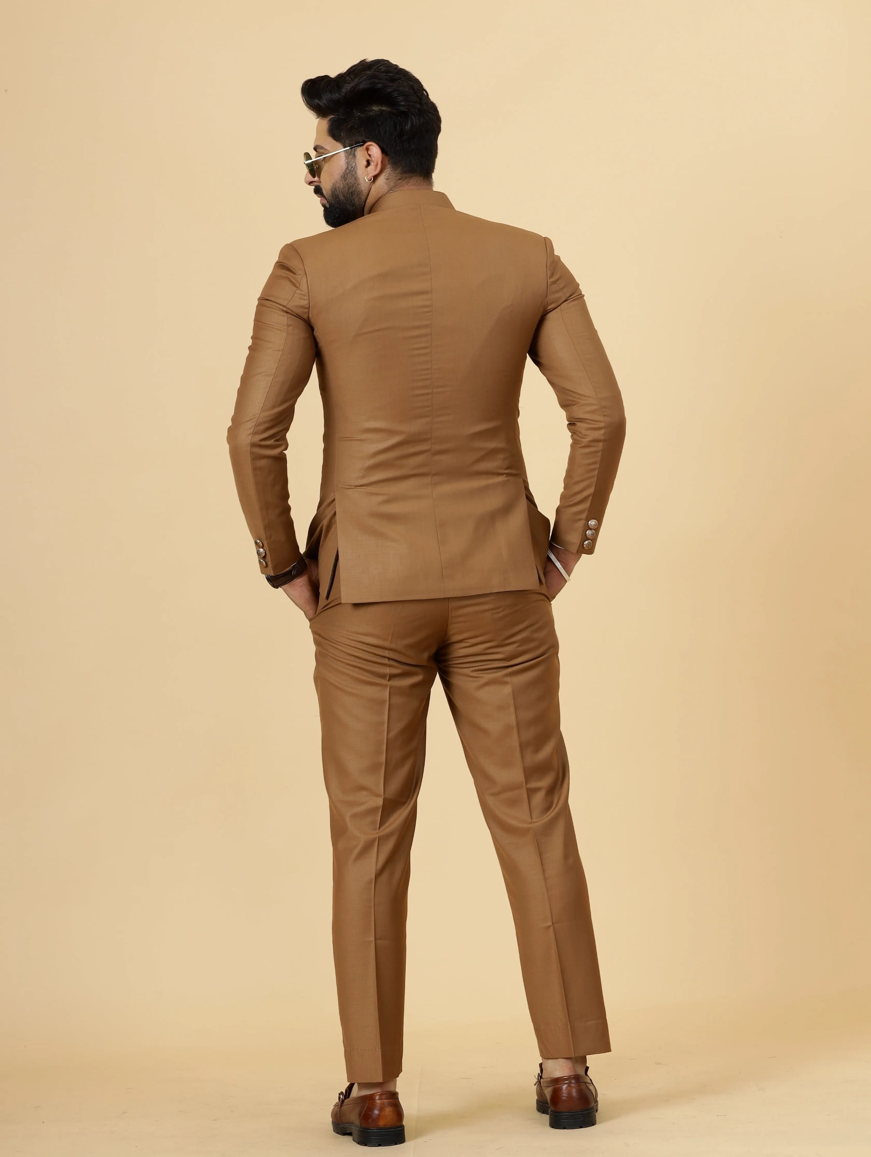 Traditional Caramel Brown Jodhpuri Suit | Perfect for Wedding and Casual wear|