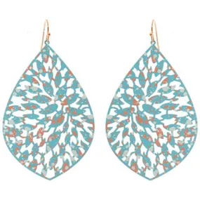 Turquoise Filigree Teardrop Dangle Earrings