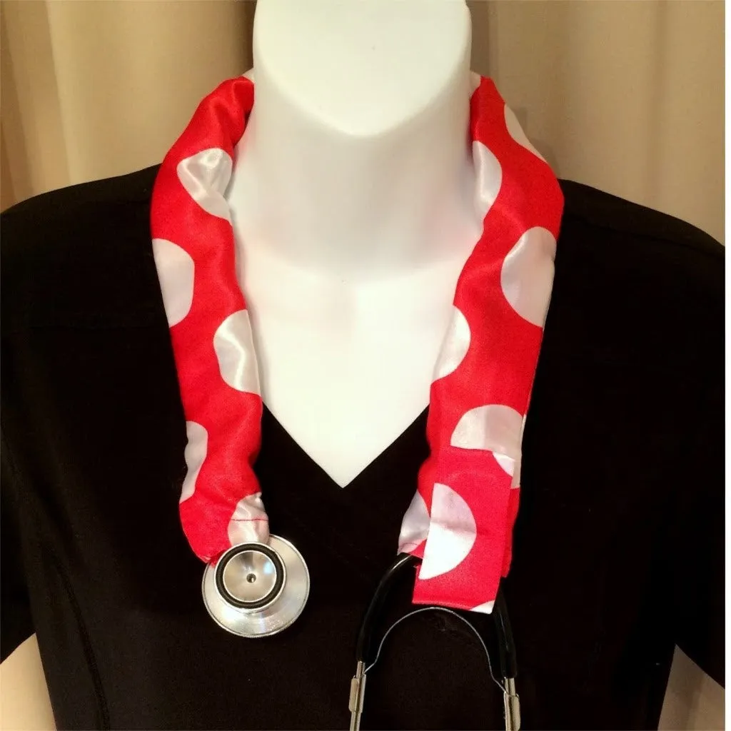 Unique Stethoscope Cover, Red with White Polka Dots