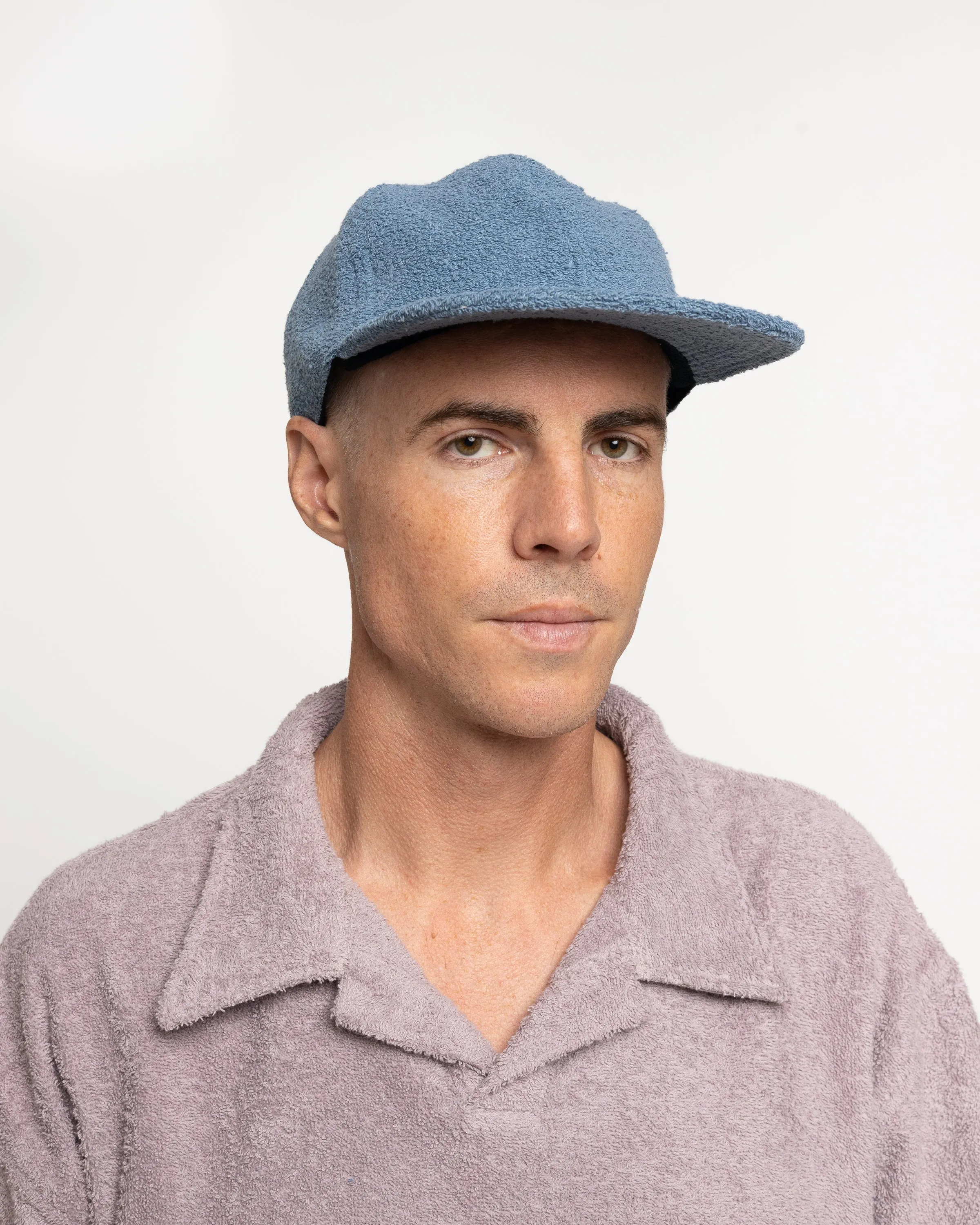 Velcro Back Terry Cap in Blue