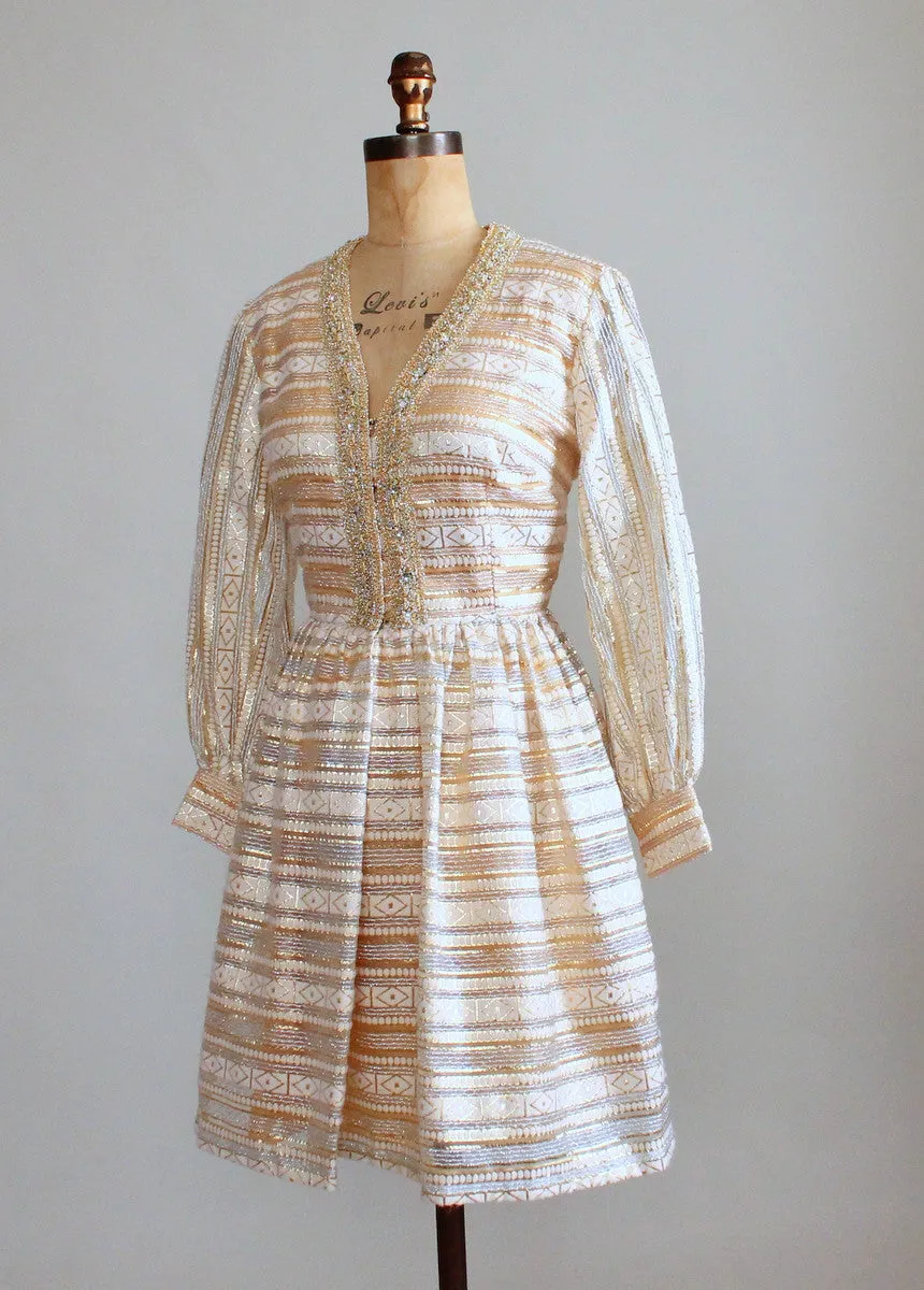 Vintage 1960s MOD Shimmery Gold Party Dress