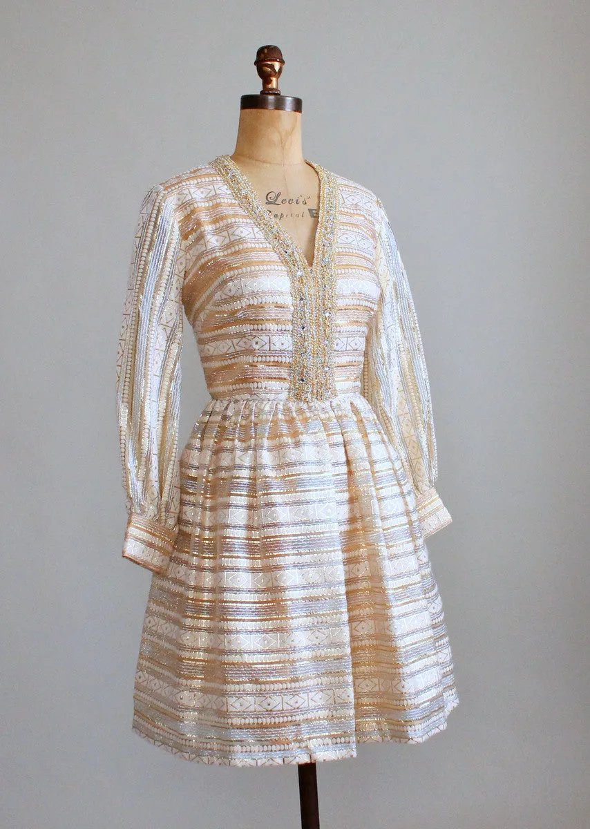 Vintage 1960s MOD Shimmery Gold Party Dress