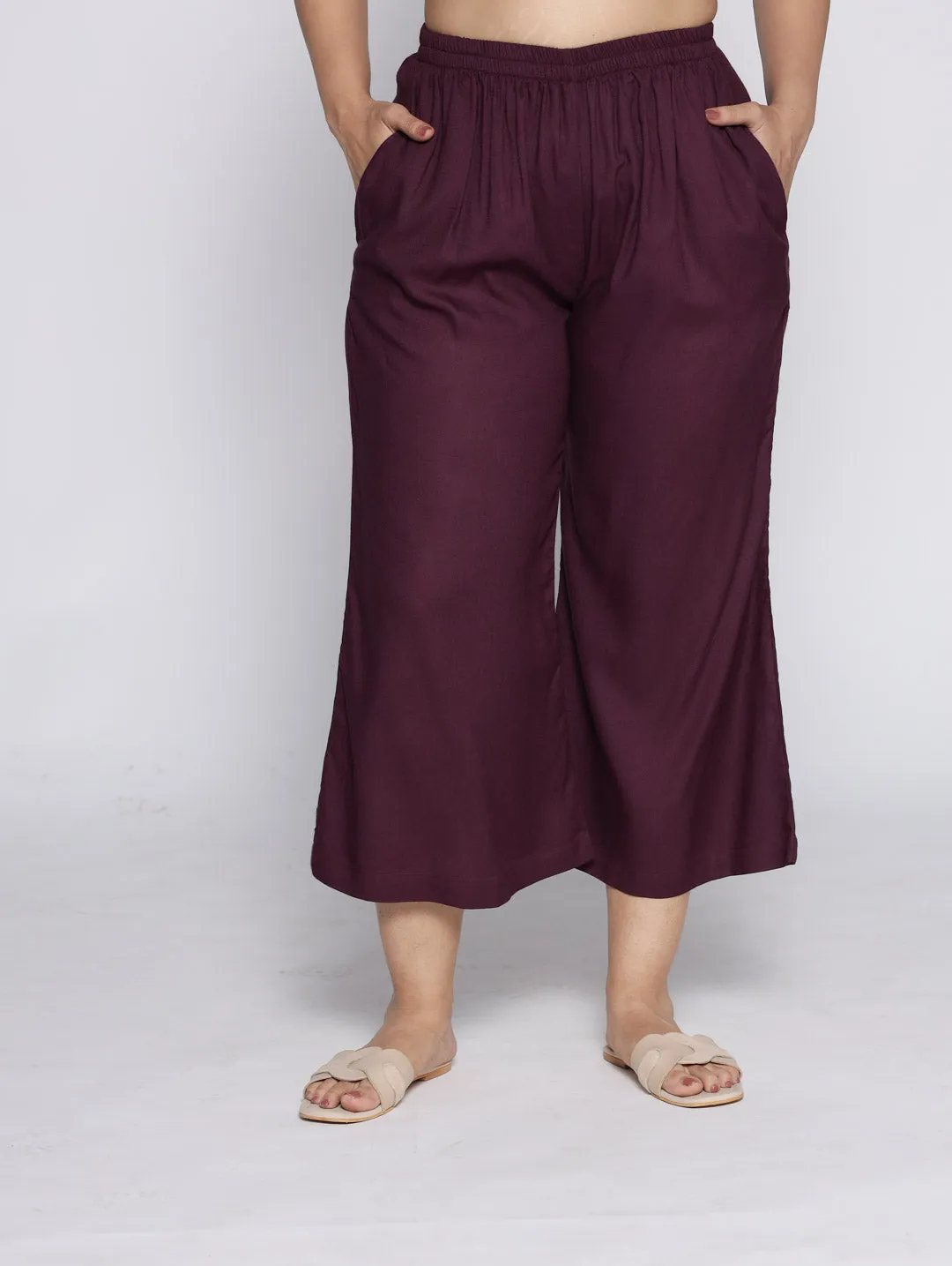 Wine Rayon Culottes