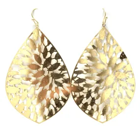 Worn Gold Filigree Teardrop Statement Earrings