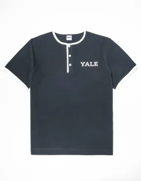 YALE PIQUE HENLEY SHIRT - NAVY