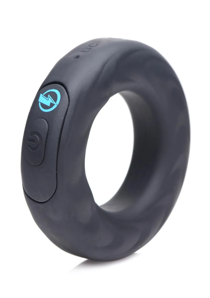 Zeus Vibrating and E-Stim Silicone Rechargeable Cock Ring with Remote Control