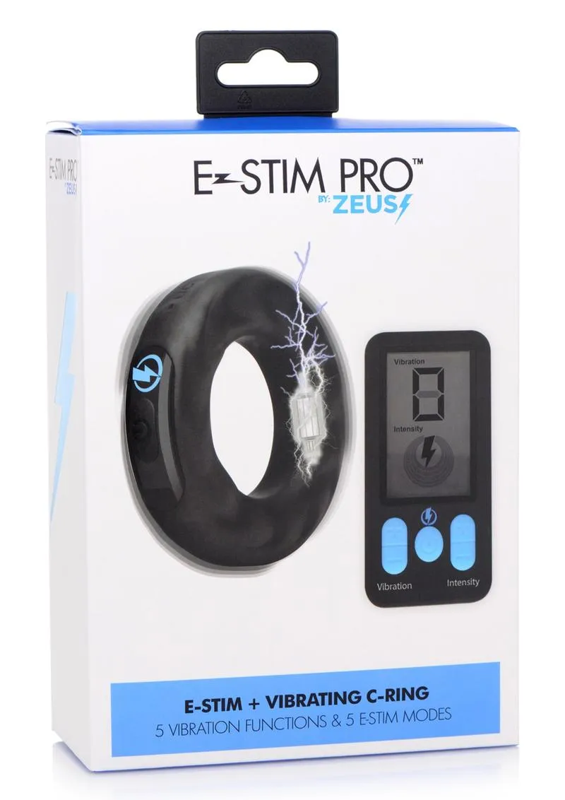 Zeus Vibrating and E-Stim Silicone Rechargeable Cock Ring with Remote Control